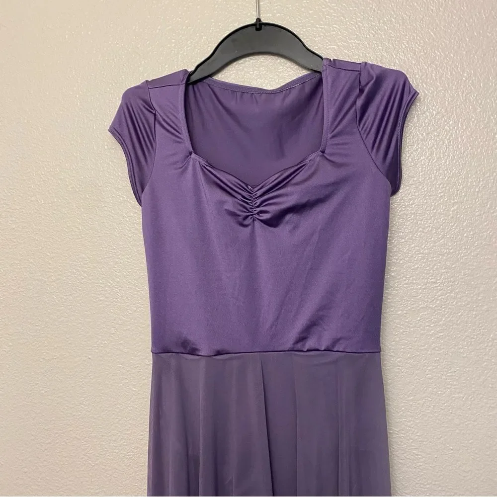 WEISSMAN Dance Costume purple mesh maxi lyrical Wilder Mind 14516 MA adult
